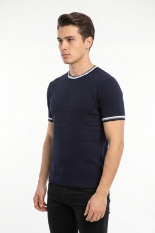 Erkek Sıfıryaka Triko Tişört BGL-ST05376 LACİVERT - L