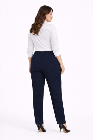 Kadın Kumaş Pantolon Kemer Lastikli BGL-ST05283 LACİVERT - 52