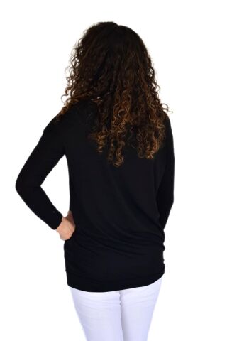 Kadın Oversayz Kelebek Baskılı Sweatshirt BRG39702 SİYAH - S