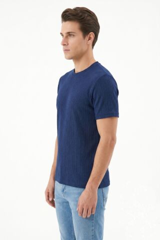 Erkek Sıfıryaka Triko Tişört Regular Kalıp BGL-ST05566 A.LACİVERT - L