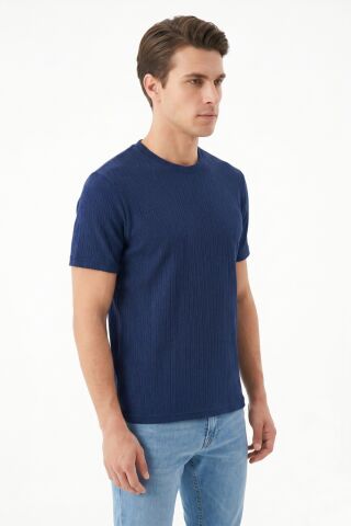 Erkek Sıfıryaka Triko Tişört Regular Kalıp BGL-ST05566 A.LACİVERT - L