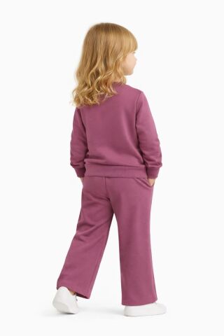 Kız Çocuk Taşlı Sweatshirt Pantolon Takım BGL-ST05273 MÜRDÜM - 7 YAŞ