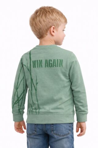 Erkek Çocuk Önü Arkası Baskılı Sweatshirt BGL-ST05240 ELMA - 9 YAŞ