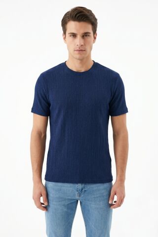 Erkek Sıfıryaka Triko Tişört Regular Kalıp BGL-ST05566 A.LACİVERT - XL