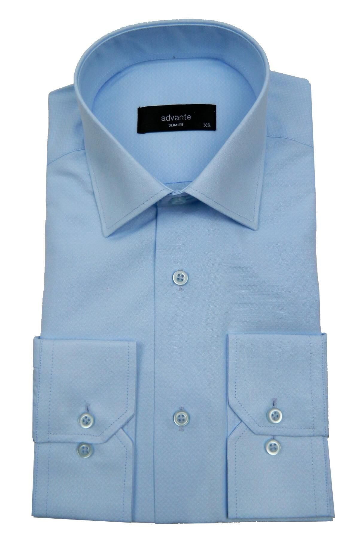Erkek Slim Fit Jakarlı Gömlek Bgl-st00166 BUZ.MAVİ - XS