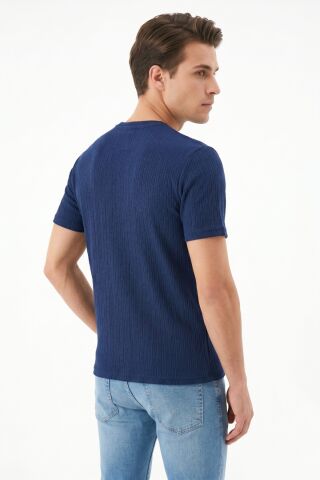 Erkek Sıfıryaka Triko Tişört Regular Kalıp BGL-ST05566 A.LACİVERT - 2XL