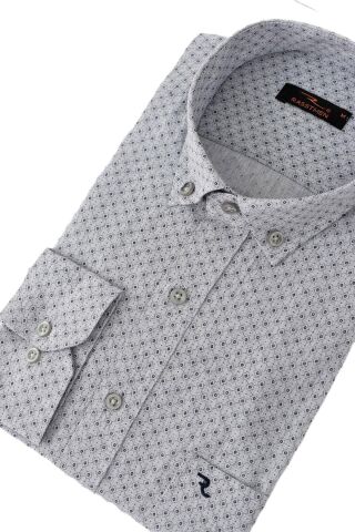 Erkek Klasik Uzun Kol Puantiyeli Gömlek BGL-ST02764 GRİ - S