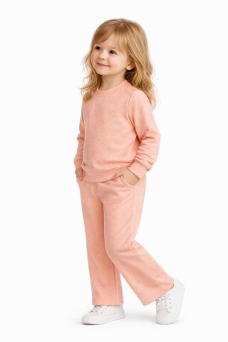 Kız Çocuk Taşlı Sweatshirt Pantolon Takım BGL-ST05273 SOMON - 5 Yaş