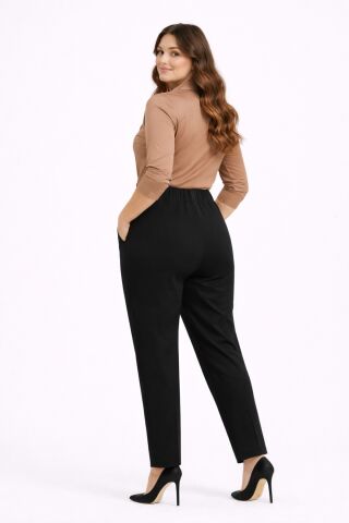Kadın Kumaş Pantolon Kemer Lastikli BGL-ST05283 SİYAH - 48