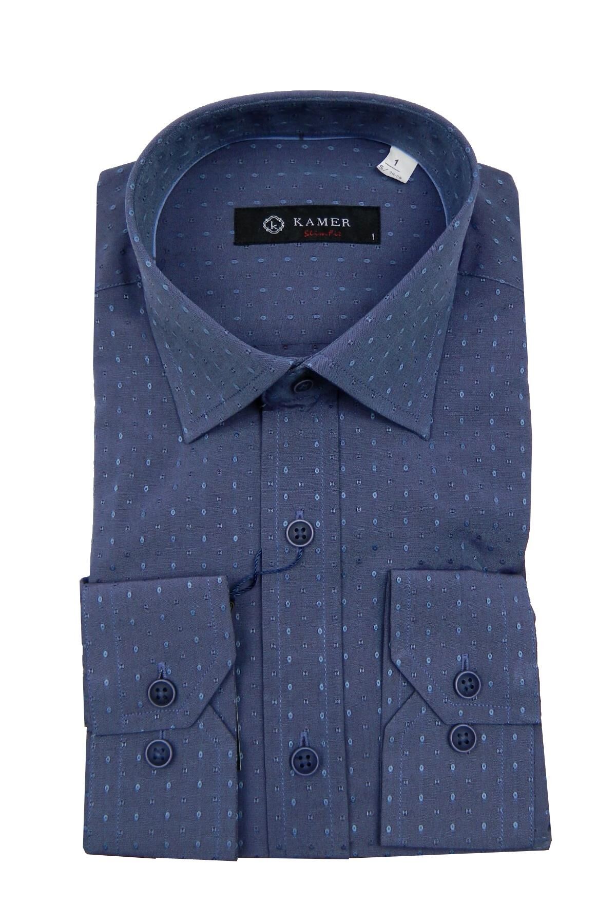 Erkek Slim Fit Gömlek 9319 009319 İNDİGO - S