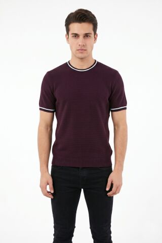 Erkek Sıfıryaka Triko Tişört BGL-ST05376 MÜRDÜM - XL