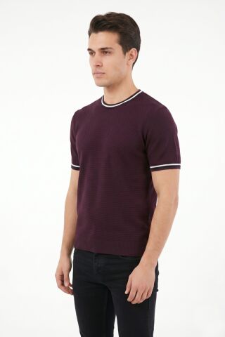 Erkek Sıfıryaka Triko Tişört BGL-ST05376 MÜRDÜM - XL