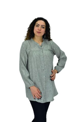 Kadın Kol Lastikli Bluz BGL-ST04645 GRİ - L