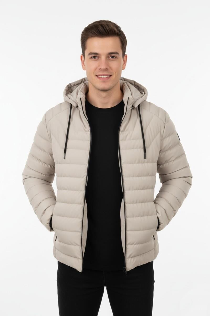Erkek Kapüşonlu Spor Mont Regular Fit 3019 BGL-ST04897 TAŞ - XL