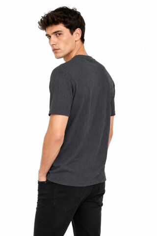 Erkek Sıfıryaka Triko Tişört Regular Kalıp BGL-ST05566 FÜME - L