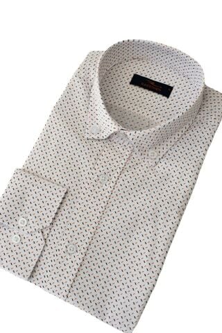 Erkek Silim Fit Uzun Kol Puantiyeli Gömlek BGL-ST01968