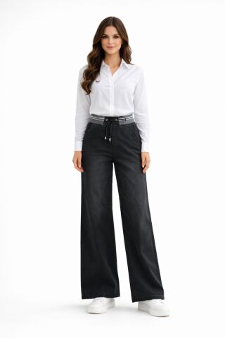 Kadın Bol Jean Pantolon Beli Ribana Lastikli BGL-ST05385