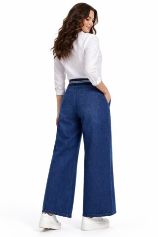 Kadın Bol Jean Pantolon Beli Ribana Lastikli BGL-ST05385