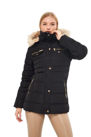 Kadın Büyük Beden Spor Kapüşonlu Mont  M5303 BGL-ST03228