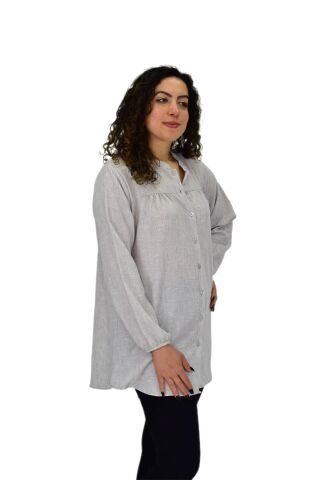 Kadın Kol Lastikli Bluz BGL-ST04645 GRİ - L