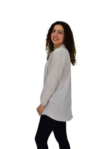 Kadın Kol Lastikli Bluz BGL-ST04645 GRİ - L