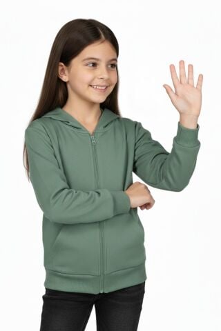 Kız Çocuk Fermuarlı Kapüşonlu Sweatshirt BGL-ST05276