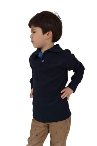 Erkek Çocuk Lacivert Polo Yaka Sweatshirt BGL-ST02435 LACİVERT - 9 YAŞ
