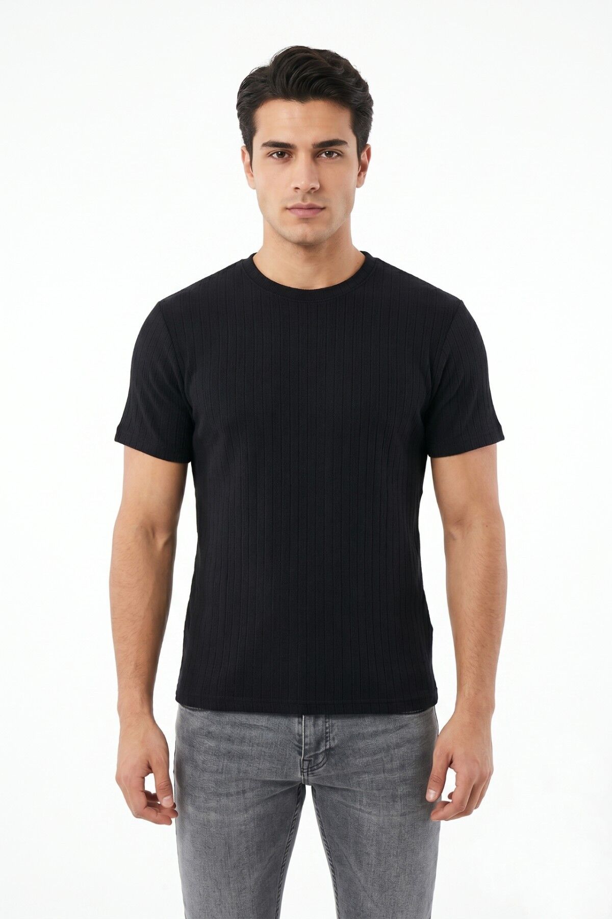 Erkek Sıfıryaka Triko Tişört Regular Kalıp BGL-ST05566 SİYAH - XL