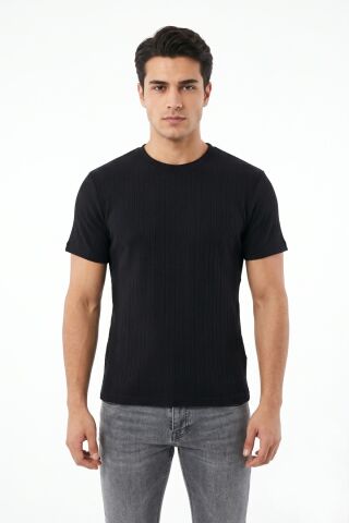 Erkek Sıfıryaka Triko Tişört Regular Kalıp BGL-ST05566 SİYAH - XL