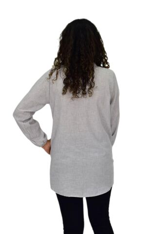 Kadın Kol Lastikli Bluz BGL-ST04645 GRİ - 2XL
