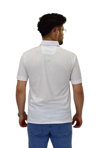 Erkek Büyük Beden Gömlek Yaka Düğmeli Tişört BGL-ST04525 BEYAZ - 4XL
