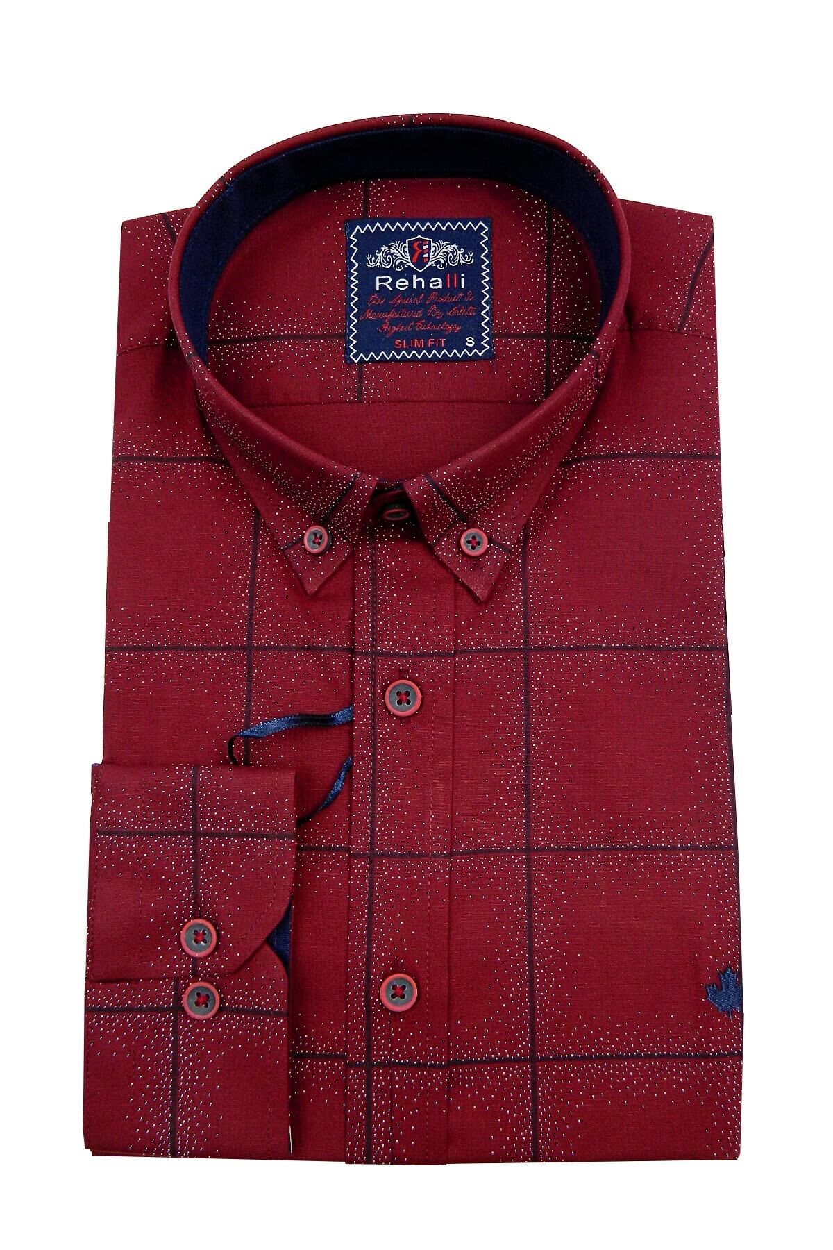 Erkek Slım Fit Gömlek Bgl-st00900 BORDO - S