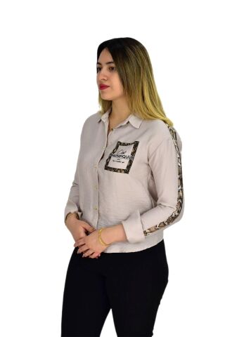 Kadın Kol Omuz Işlemeli Gömlek B6395 BGL-ST02545 BEJ - S