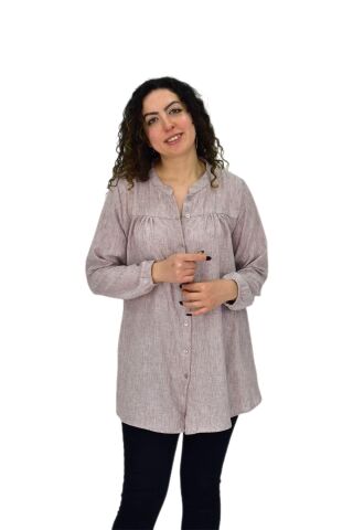 Kadın Kol Lastikli Bluz BGL-ST04645 VİZON - L