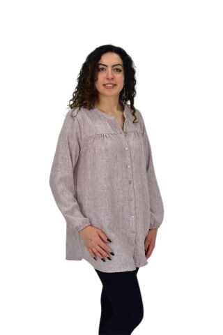 Kadın Kol Lastikli Bluz BGL-ST04645 VİZON - L