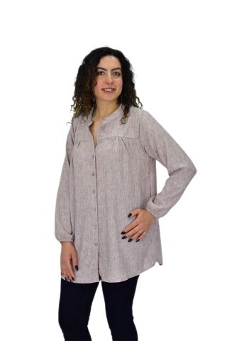 Kadın Kol Lastikli Bluz BGL-ST04645 VİZON - L