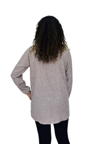 Kadın Kol Lastikli Bluz BGL-ST04645 VİZON - L