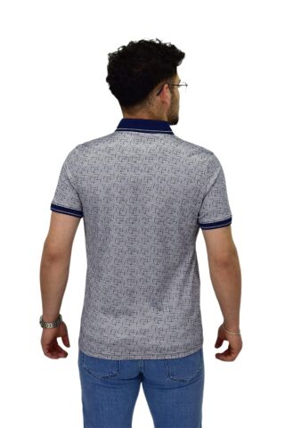 Erkek Polo Yaka Fermuarlı Merserize Jakarlı Tişört 7630 BGL-ST04538 LACİVERT - XL