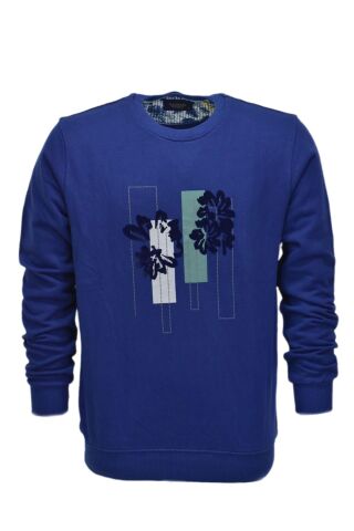 Erkek Baskılı Spor Sıfır Yaka Sweatshirt R2201 BGL-ST03191 İNDİGO - L
