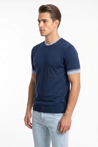 Erkek Sıfıryaka Triko Tişört Regular Kalıp BGL-ST05565 A.LACİVERT - 2XL
