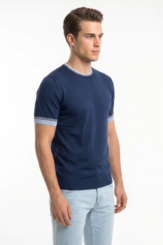 Erkek Sıfıryaka Triko Tişört Regular Kalıp BGL-ST05565 A.LACİVERT - 2XL