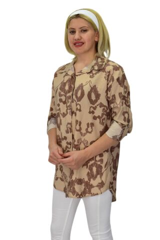 Kadın Leopar Desen Ayrobin Gömlek BGL-ST03700 KAHVE - 42
