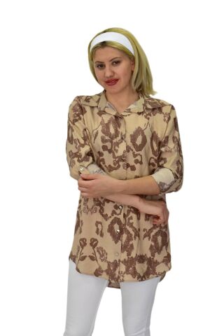 Kadın Leopar Desen Ayrobin Gömlek BGL-ST03700 KAHVE - 42