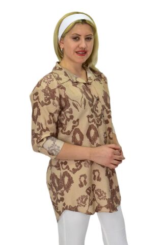Kadın Leopar Desen Ayrobin Gömlek BGL-ST03700 KAHVE - 42