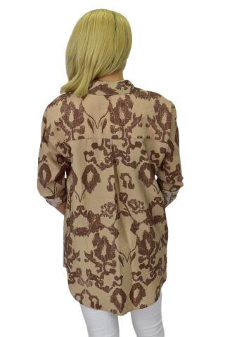 Kadın Leopar Desen Ayrobin Gömlek BGL-ST03700 KAHVE - 42