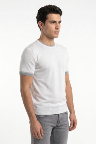 Erkek Sıfıryaka Triko Tişört Regular Kalıp BGL-ST05565 BEYAZ - L