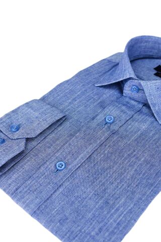 Erkek Uzun Kol Gömlek Silim Fit BGL-ST01908 LACİVERT - XS