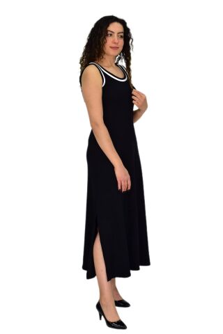 Kadın Askılı Biyeli Likralı Elbise BGL-ST04649 SİYAH - M