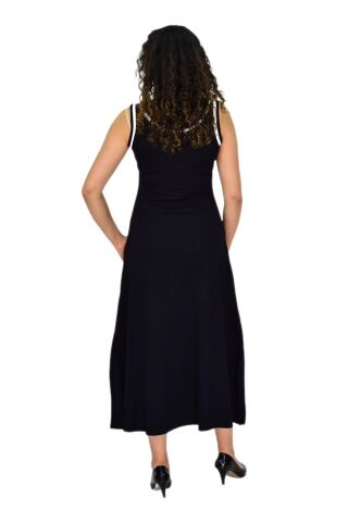 Kadın Askılı Biyeli Likralı Elbise BGL-ST04649 SİYAH - L