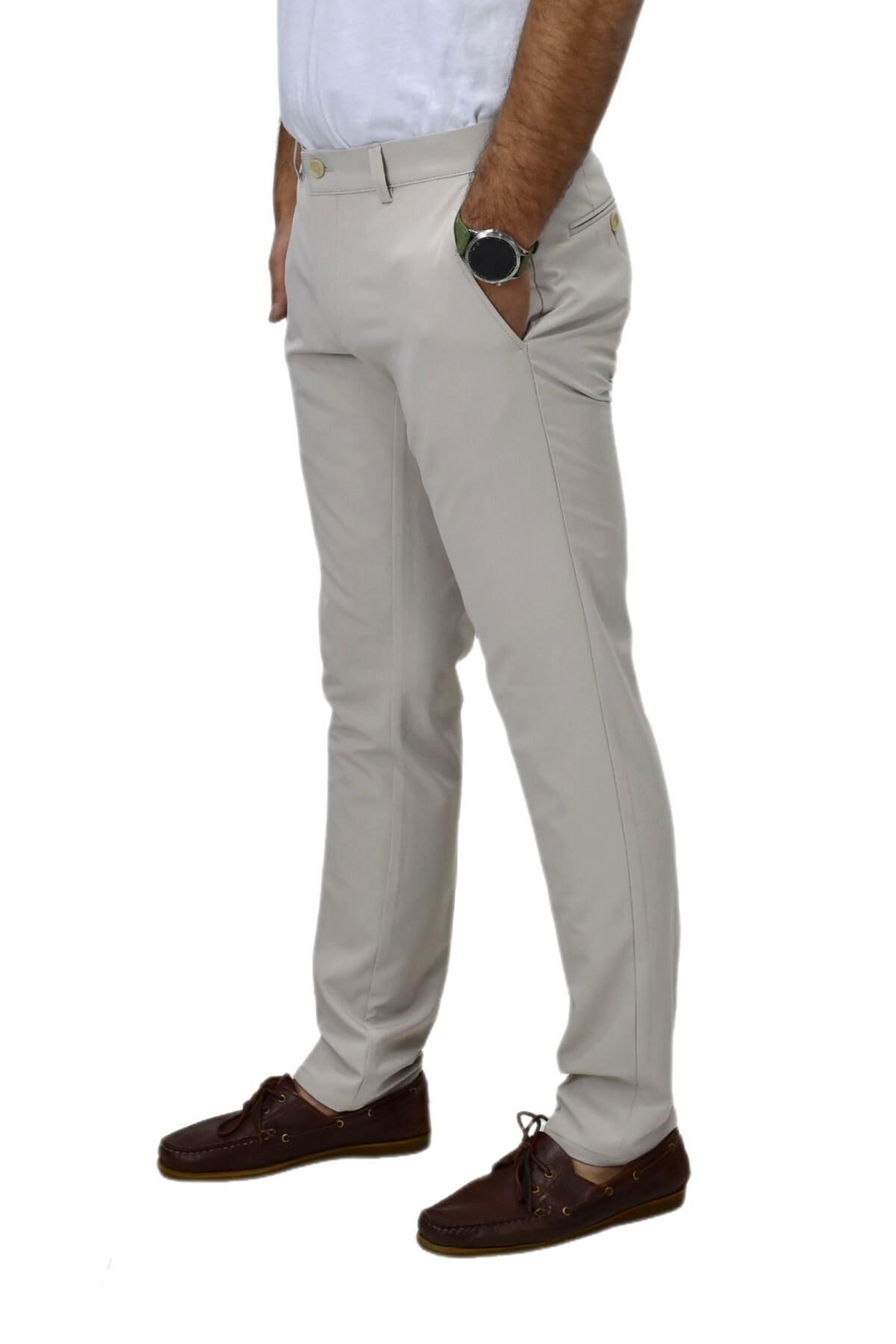 Erkek Silim Fit Kumaş Pantolon Gomes 199 BGL-ST04488 TAŞ - 46
